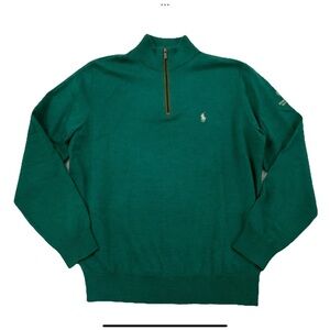 Polo Ralph Lauren Golf 1/4  Zip M Merino Wool Sweater Green Embroidered Logo New